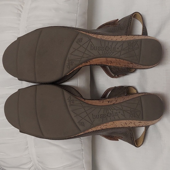 BUSSOLA Cork Wedge Sandals Leather Snakeskin Embossed - Picture 7 of 10